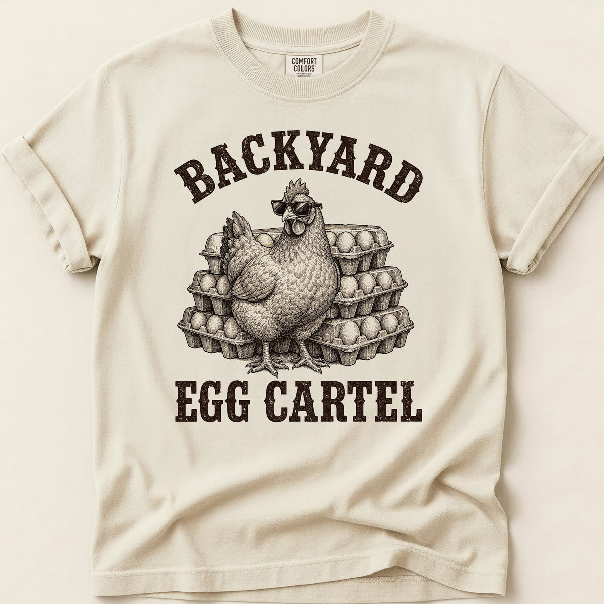 Backyard Egg Cartel T-shirt on Ivory
