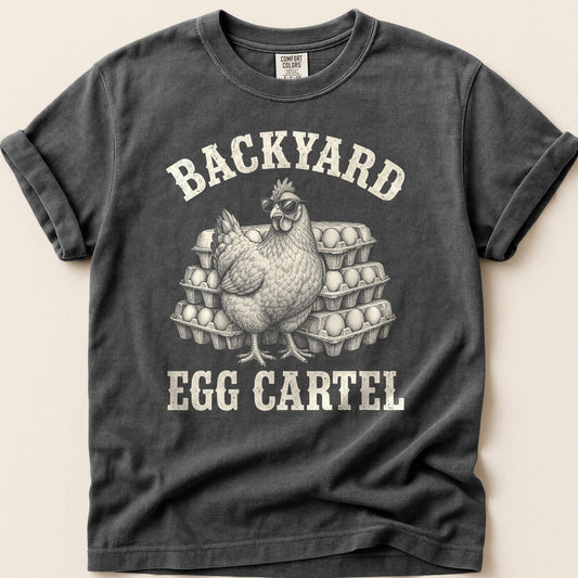 Backyard Egg Cartel T-shirt on Pepper