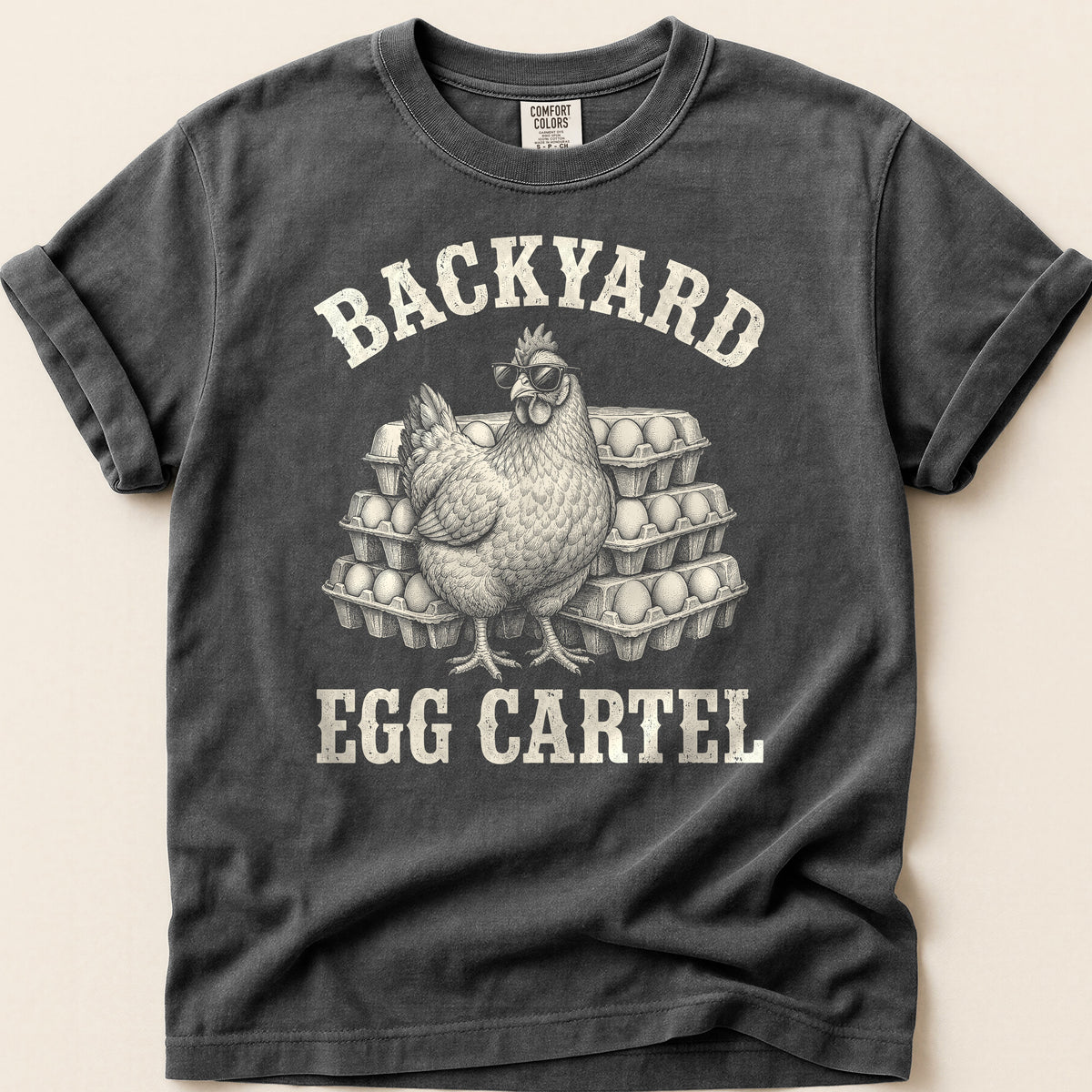 Backyard Egg Cartel T-shirt on Pepper