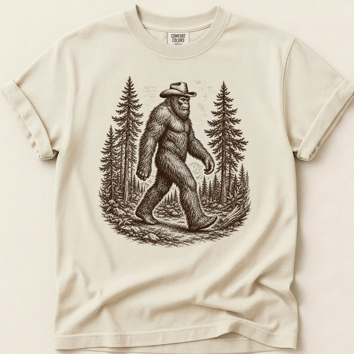 Bigfoot Portrait T-shirt on Ivory