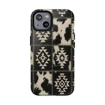 Black Aztec Patchwork Magnetic Case