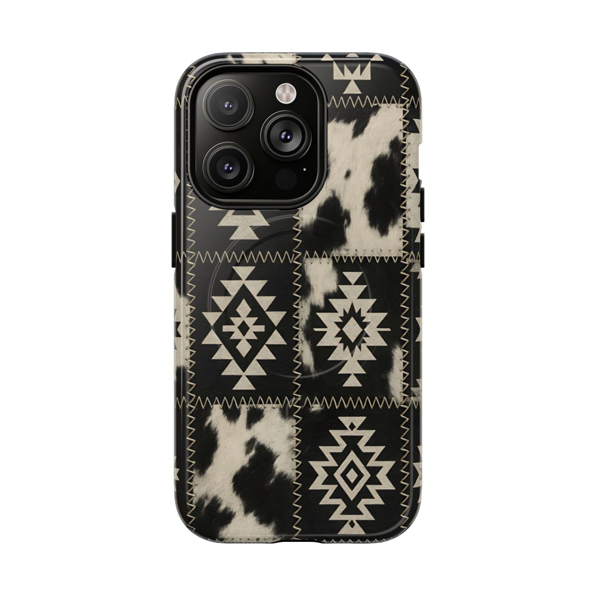 Black Aztec Patchwork Magnetic Case
