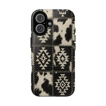 Black Aztec Patchwork Magnetic Case