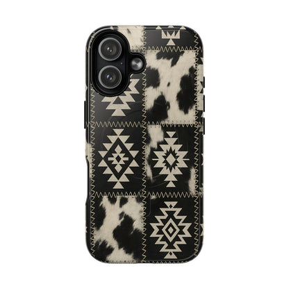 Black Aztec Patchwork Magnetic Case