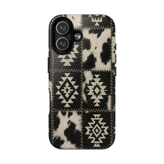 Black Aztec Patchwork Magnetic Case