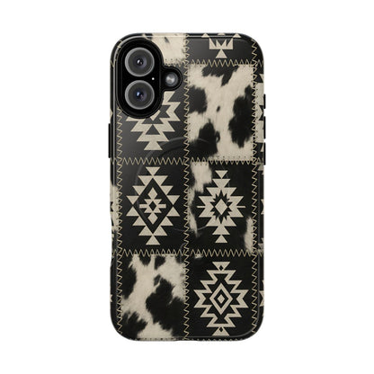 Black Aztec Patchwork Magnetic Case