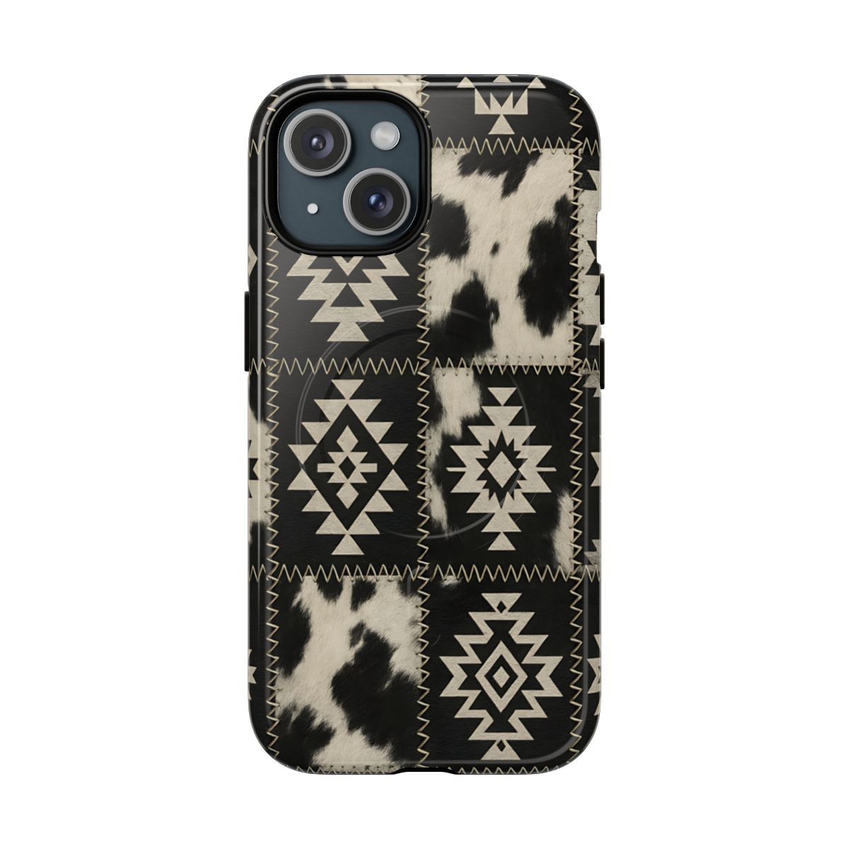Black Aztec Patchwork Magnetic Case