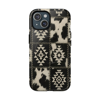 Black Aztec Patchwork Magnetic Case
