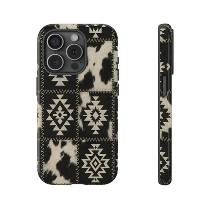 Black Aztec Patchwork Tough Phone Case