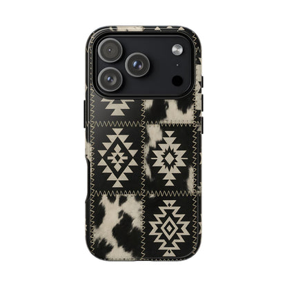 Black Aztec Patchwork Tough Phone Case