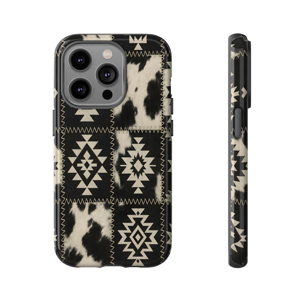 Black Aztec Patchwork Tough Phone Case