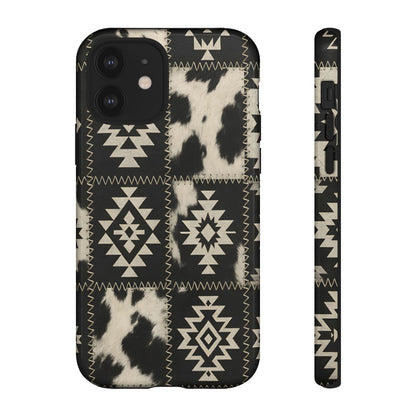 Black Aztec Patchwork Tough Phone Case
