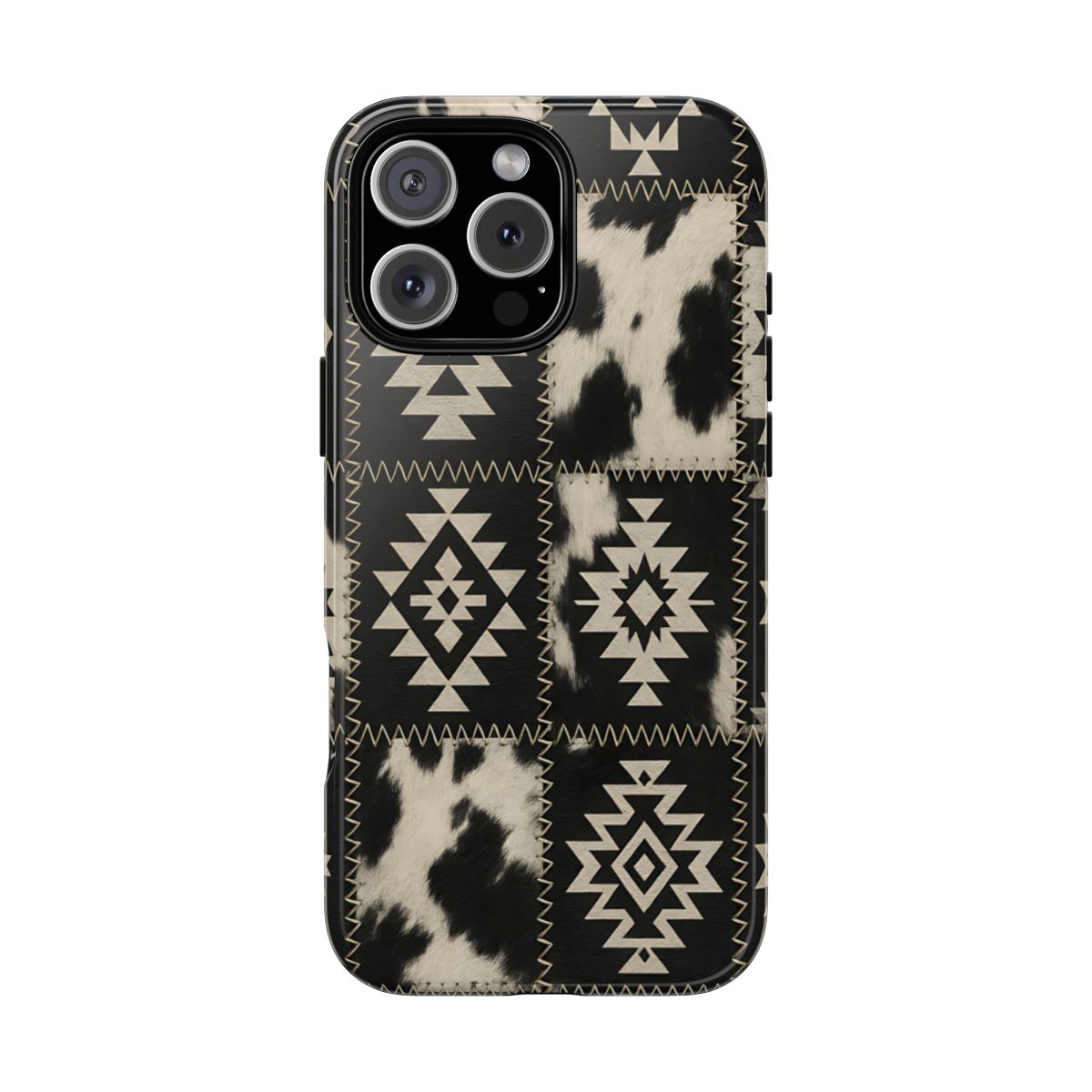 Black Aztec Patchwork Tough Phone Case