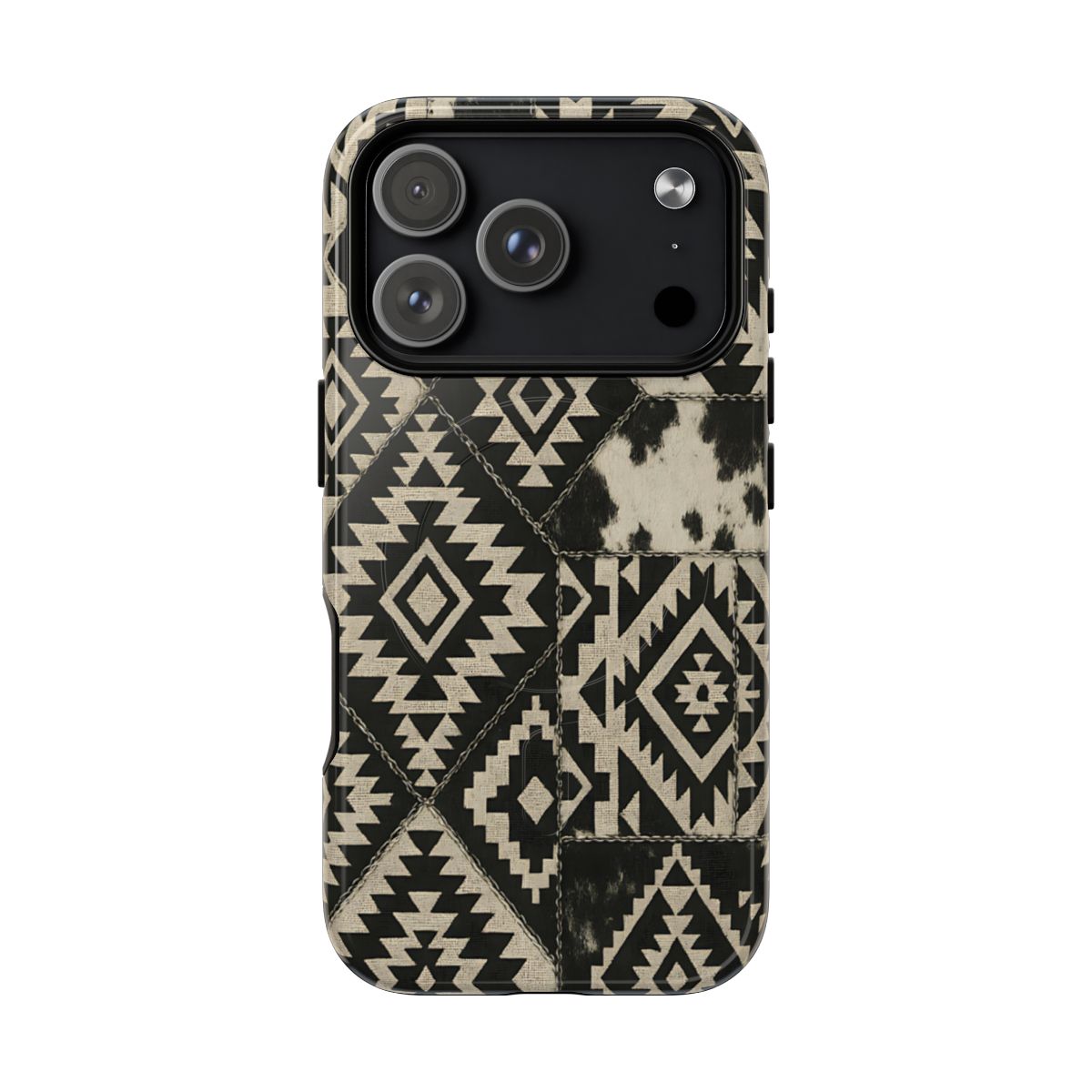 Black Aztec Quilt Magnetic Case - iPhone 18 Pro
