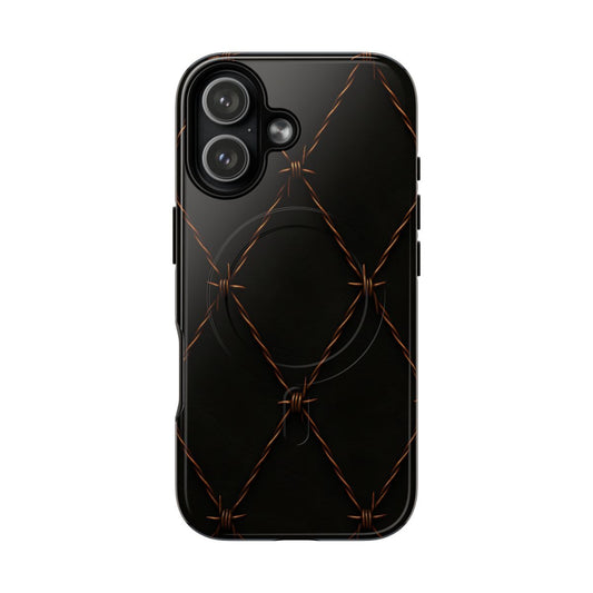 Black Barbed Wire Grid Magnetic Case