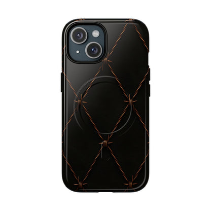 Black Barbed Wire Grid Magnetic Case