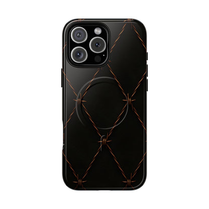 Black Barbed Wire Grid Magnetic Case