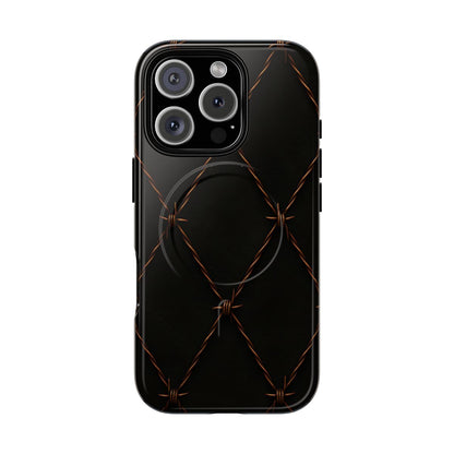 Black Barbed Wire Grid Magnetic Case