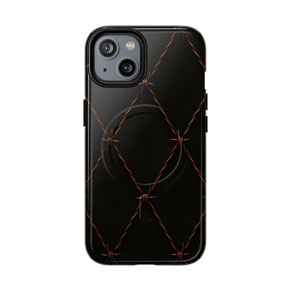 Black Barbed Wire Grid Magnetic Case