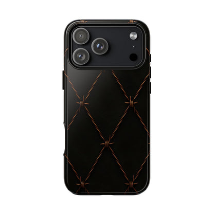 Black Barbed Wire Grid Tough Case - iPhone 18 Pro Max
