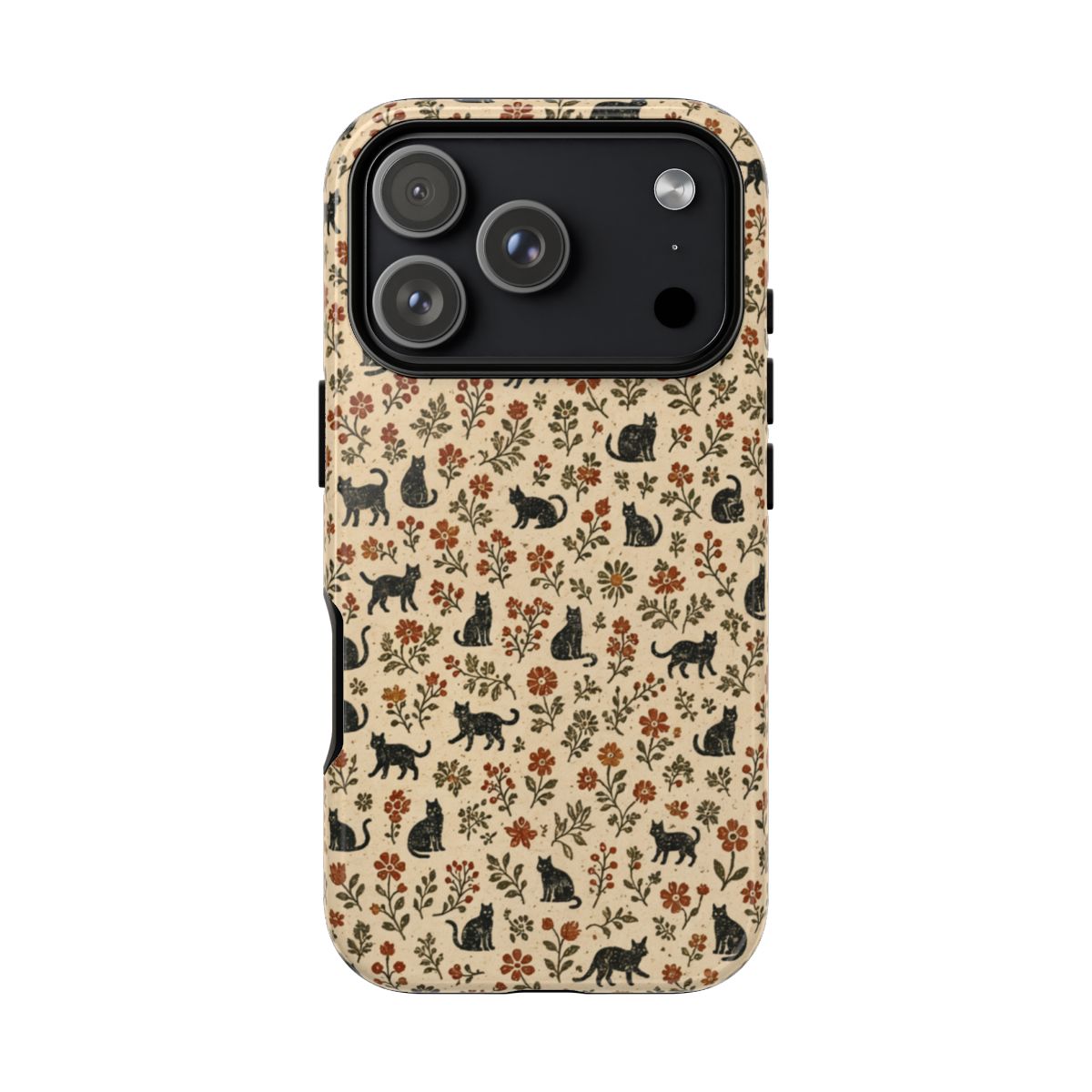 Black Cat Floral Tough Case - iPhone 18 Pro