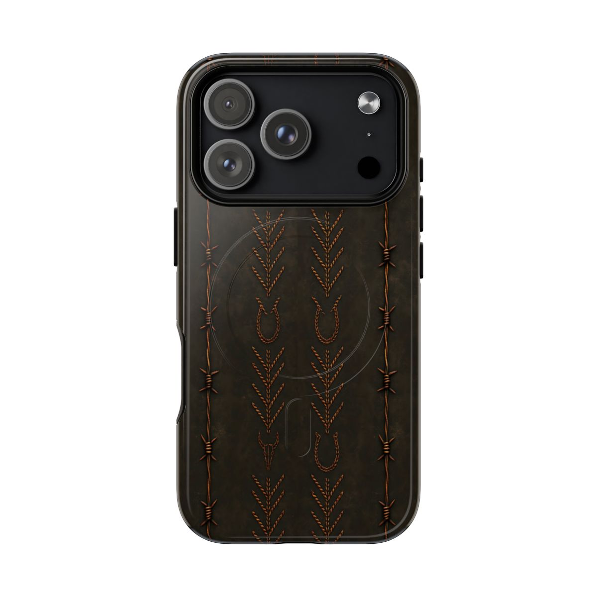 Black + Copper Barbed Wire Stitch Magnetic Case