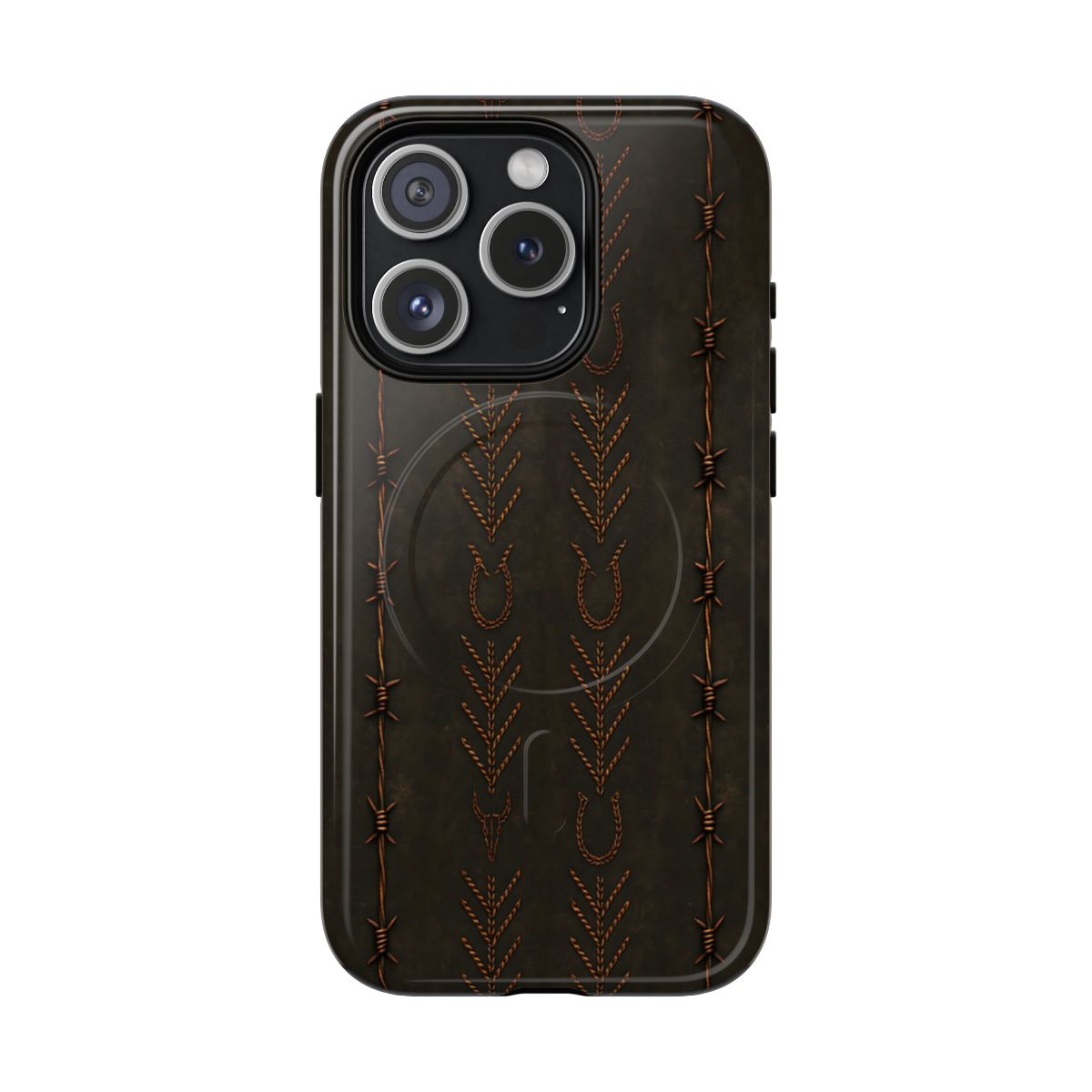 Black + Copper Barbed Wire Stitch Magnetic Case