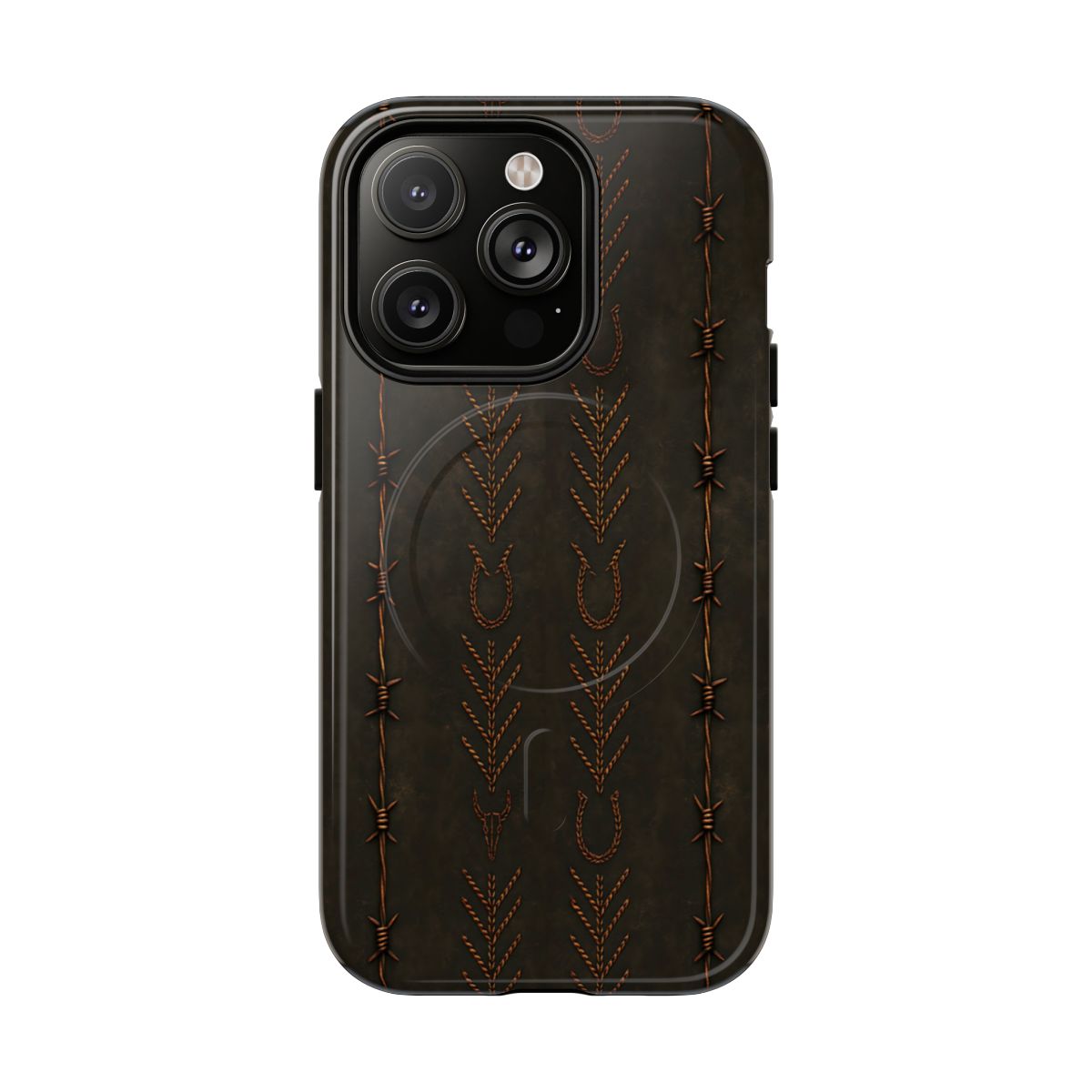Black + Copper Barbed Wire Stitch Magnetic Case