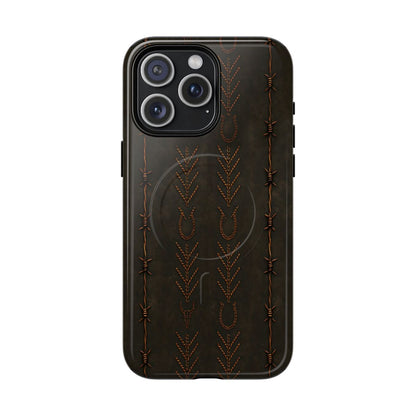 Black + Copper Barbed Wire Stitch Magnetic Case
