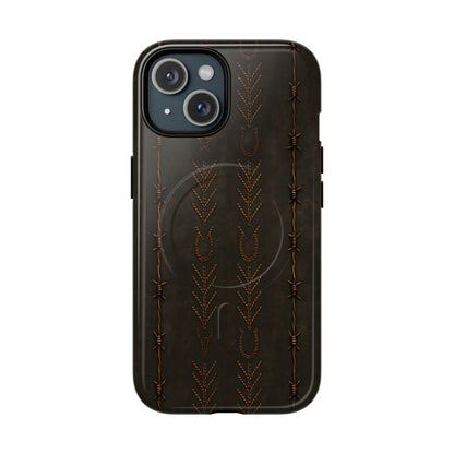 Black + Copper Barbed Wire Stitch Magnetic Case