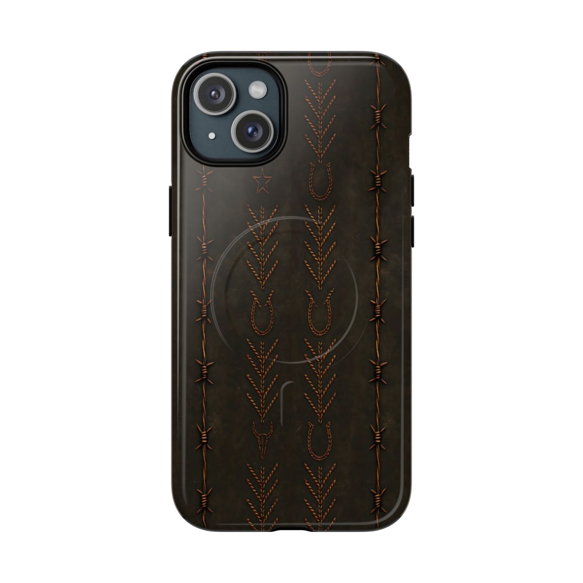 Black + Copper Barbed Wire Stitch Magnetic Case