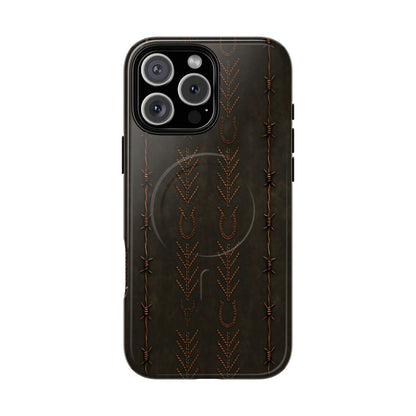 Black + Copper Barbed Wire Stitch Magnetic Case