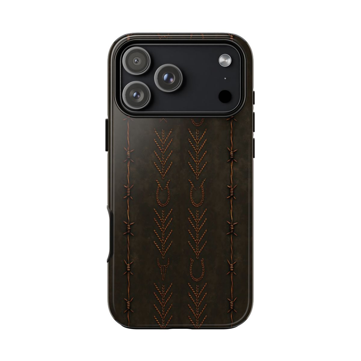 Black + Copper Barbed Wire Stitch Tough Case - iPhone 18 Pro Max