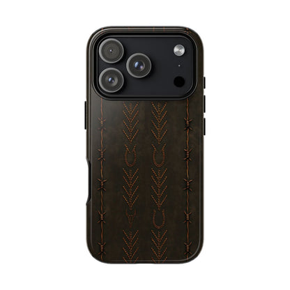 Black + Copper Barbed Wire Stitch Tough Case - iPhone 18 Pro
