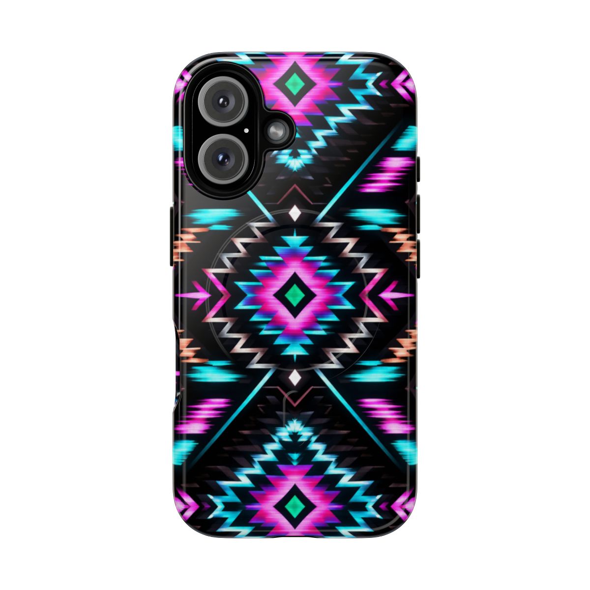 Black Neon Aztec Rug Magnetic Case
