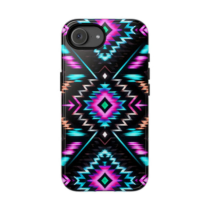 Black Neon Aztec Rug Tough Case - iPhone 16e