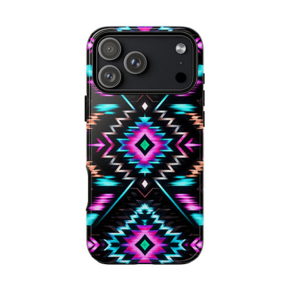 Black Neon Aztec Rug Tough Case - iPhone 18 Pro Max