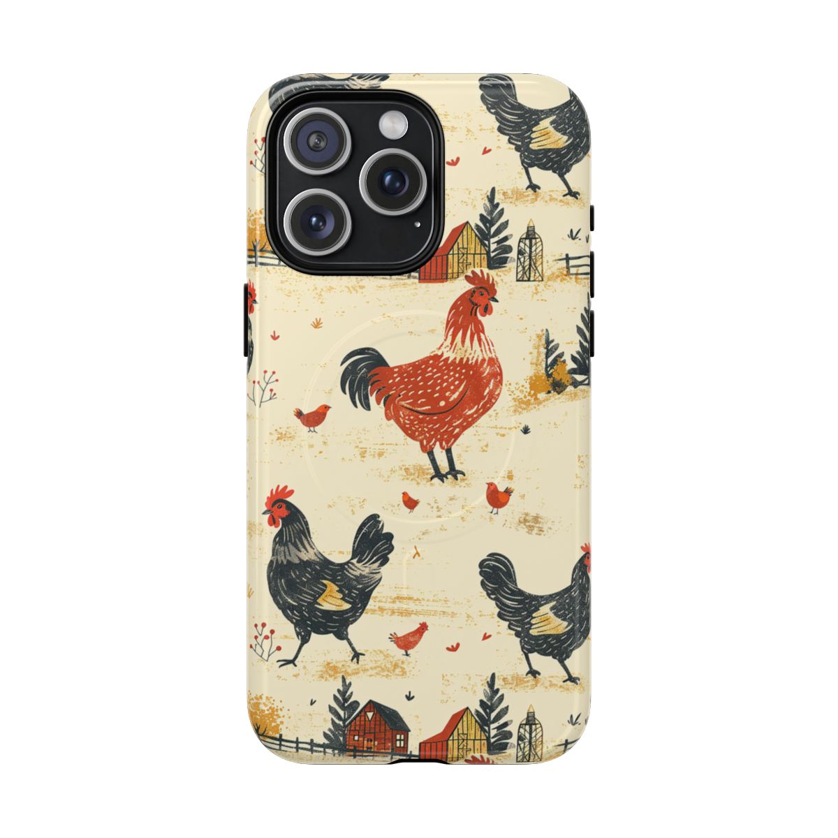 Black Red Chickens Magnetic Case