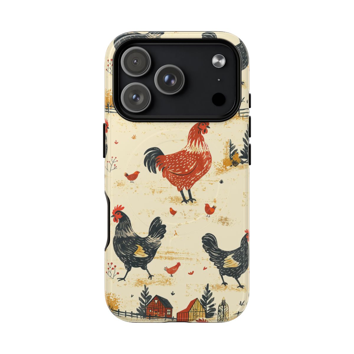 Black Red Chickens Magnetic Case