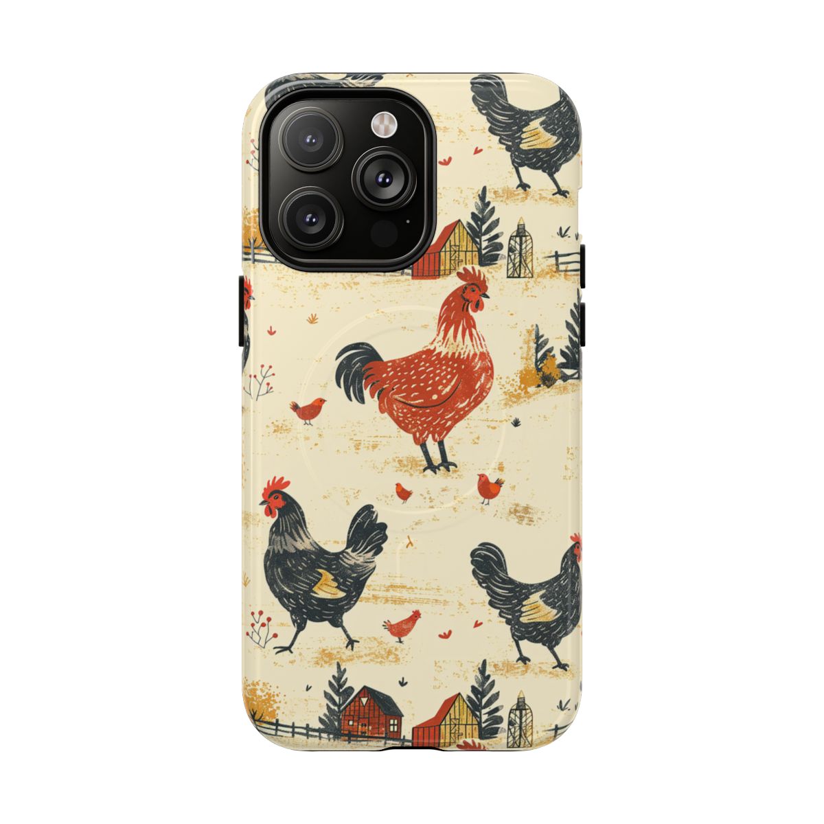 Black Red Chickens Magnetic Case
