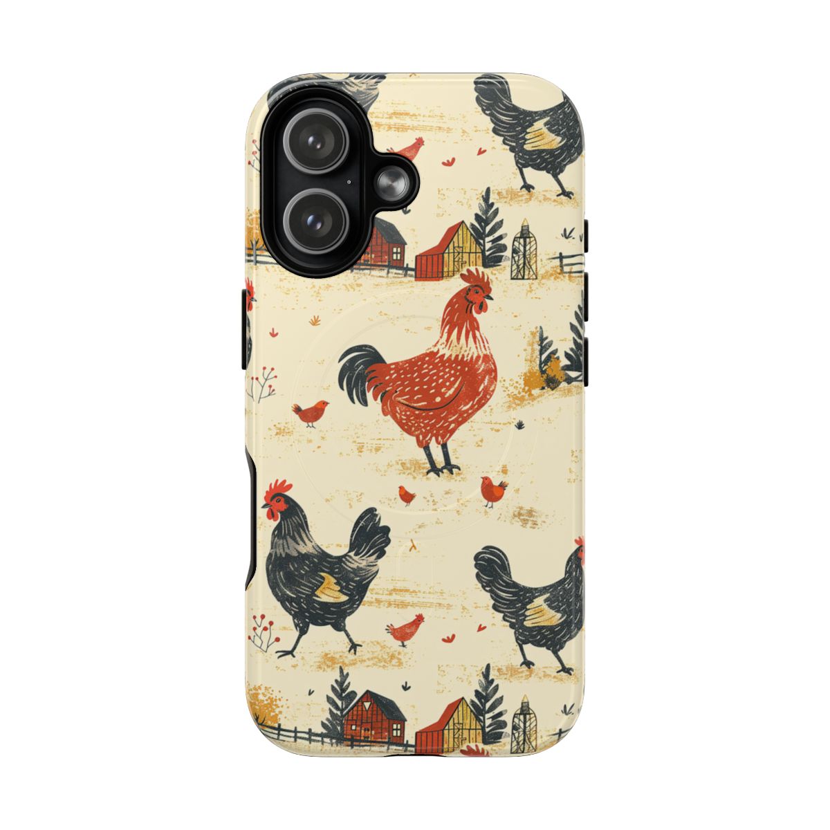 Black Red Chickens Magnetic Case