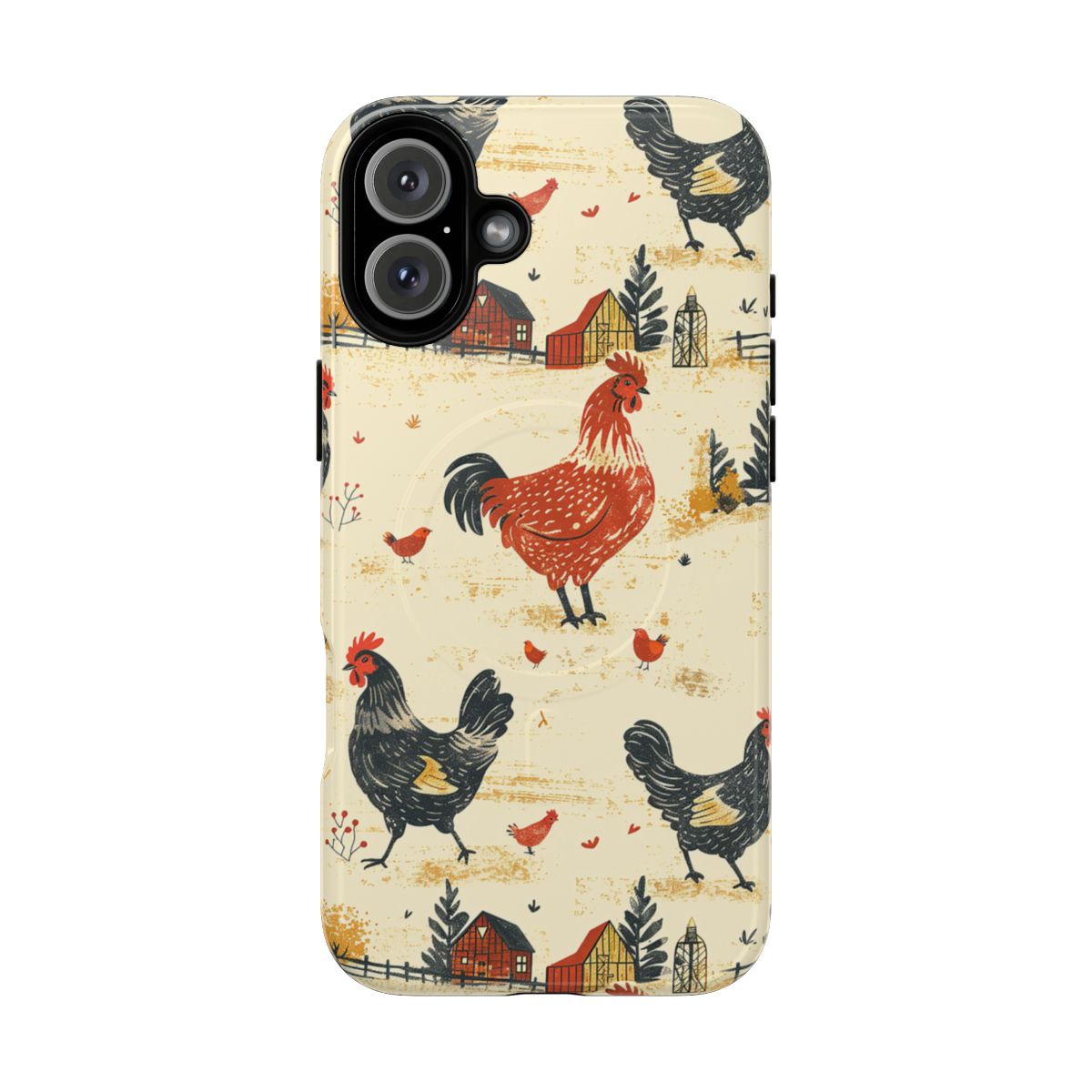 Black Red Chickens Magnetic Case