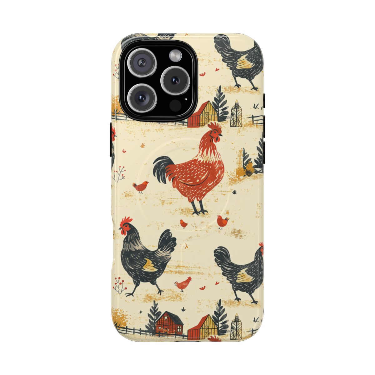 Black Red Chickens Magnetic Case