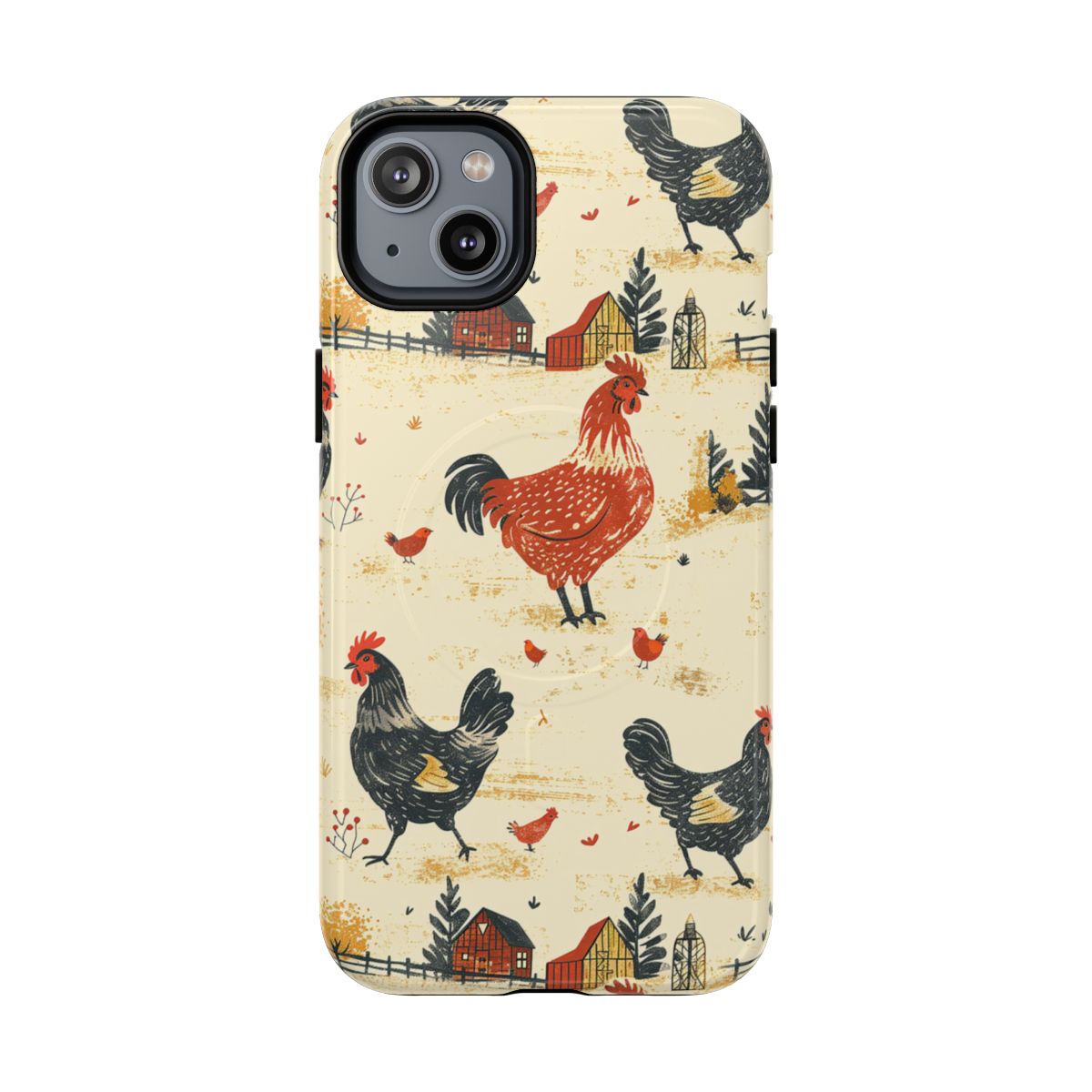 Black Red Chickens Magnetic Case