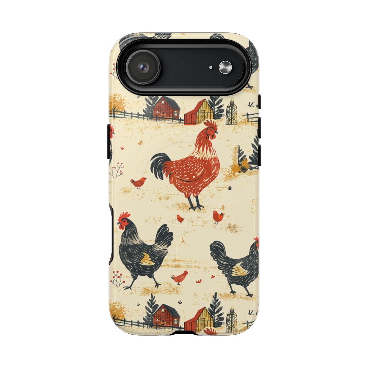 Black Red Chickens Magnetic Case