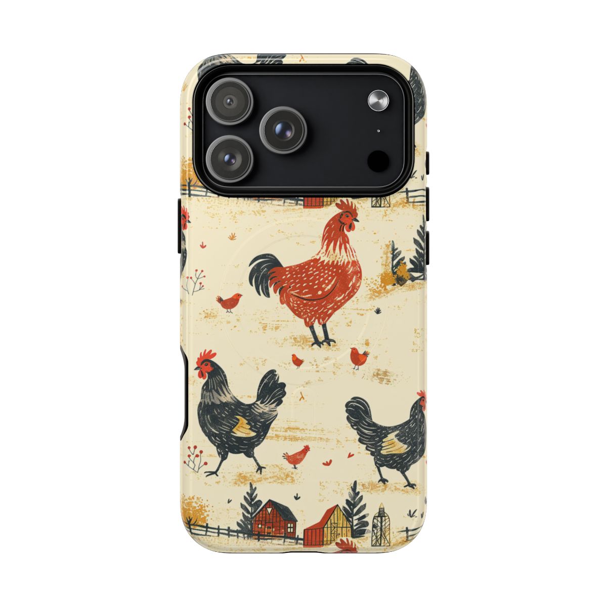 Black Red Chickens Magnetic Case