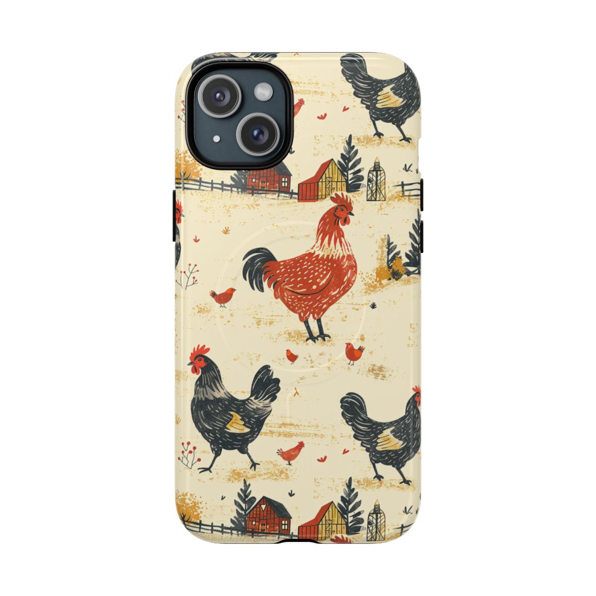 Black Red Chickens Magnetic Case