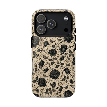 Black Rose Bone Magnetic Case - iPhone 18 Pro