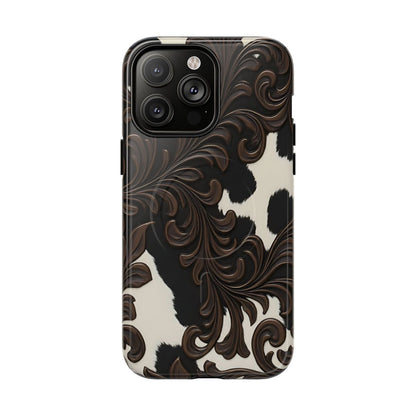 Faux Tooled Black Cowhide Magnetic Case