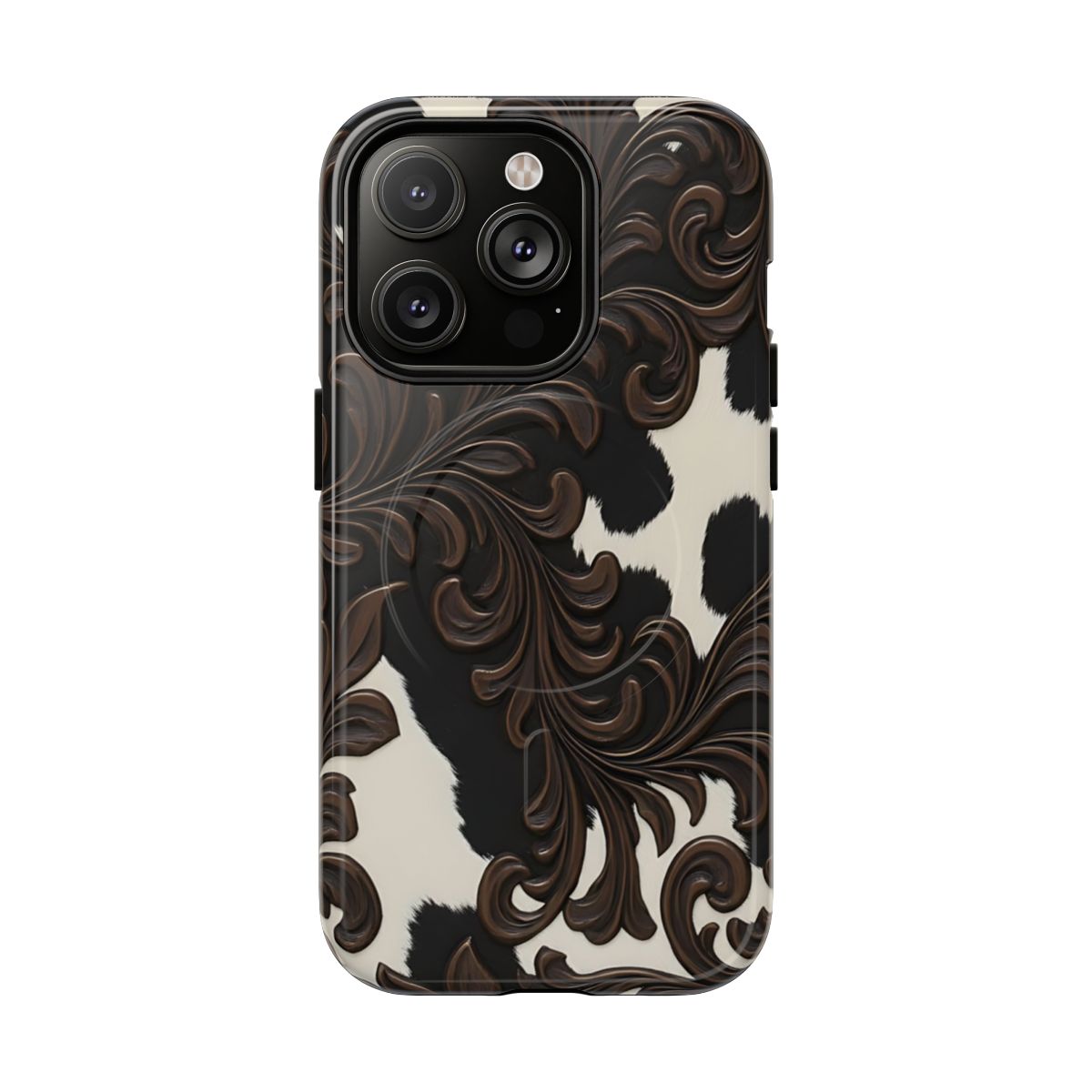 Faux Tooled Black Cowhide Magnetic Case
